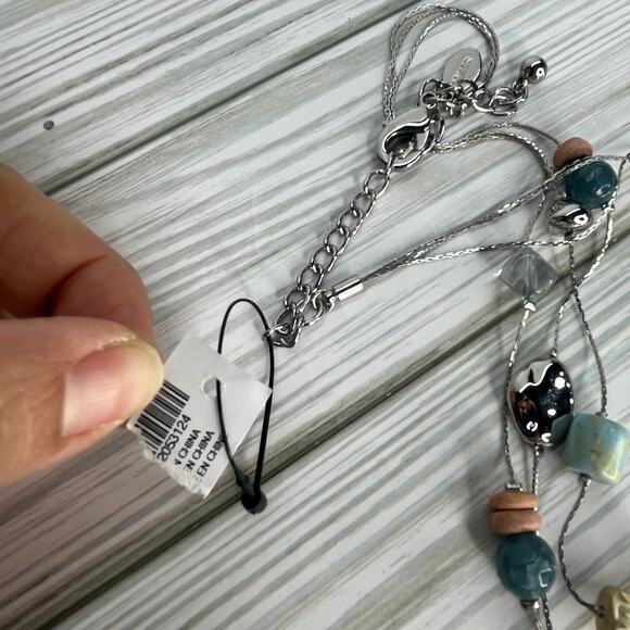 Chico's Women's Silver Beaded Layered Custom Jewelry Necklace NWT - Picture 3 of 4